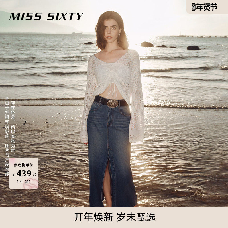 Miss Sixty牛仔半身裙女开叉显瘦性感辣妹风美式复古做旧洗水长裙,女装/女士精品,半身裙,淘宝优惠券,粉丝福利购,淘宝优惠卷