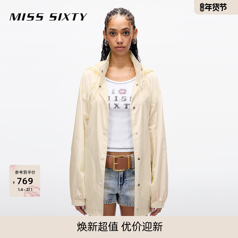Miss Sixty2026春季外套可收连帽抽绳薄款运动风休闲百