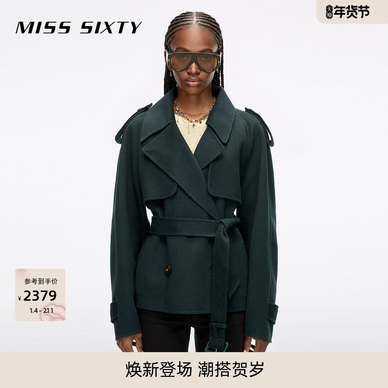 【保暖羊毛】Miss Sixty2025冬季新款羊毛呢外套双排扣