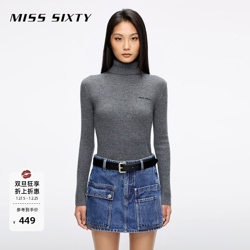 【保暖羊毛羊绒】Miss Sixty25秋新款羊毛羊绒针织衫高领
