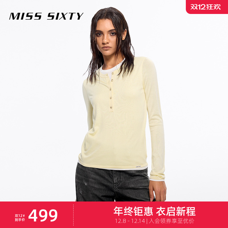 MissSixty假两件含桑蚕丝针织衫