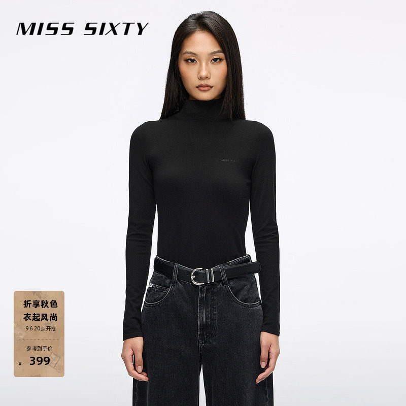Miss Sixty2026春季针织衫女高领紧身红色上衣打底显瘦气质
