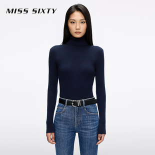 【七七酱直播间】Miss Sixty羊毛羊绒针织衫女高领长袖刺绣毛衣