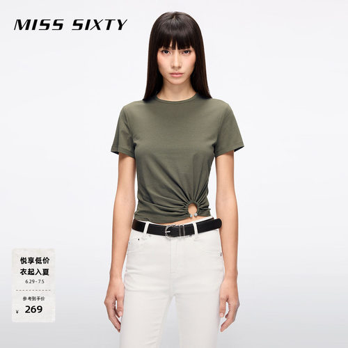 MissSixty圆领钻饰短款T恤