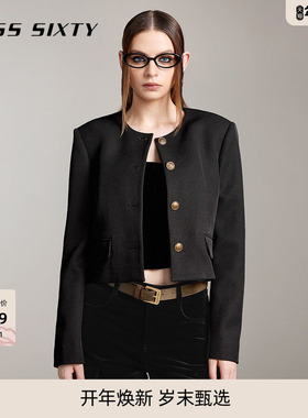 Miss Sixty休闲外套女法式小香风圆领黑色简约气质高级感通勤