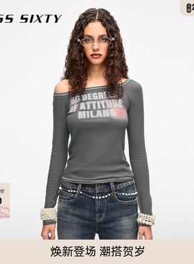 Miss Sixty2026春季新款T恤女圆领撞色唇印英文短款显瘦修身上衣