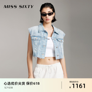 新款 复古风 Miss Sixty2024夏季 短款 土耳其牛仔 牛仔马甲女无袖