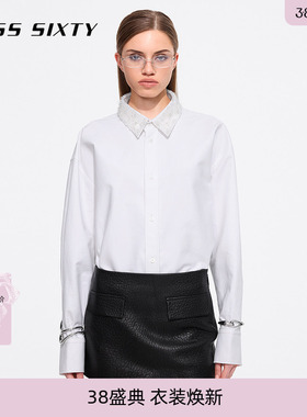 Miss Sixty白色长袖衬衫上衣重工钉珠休闲气质高智感通勤
