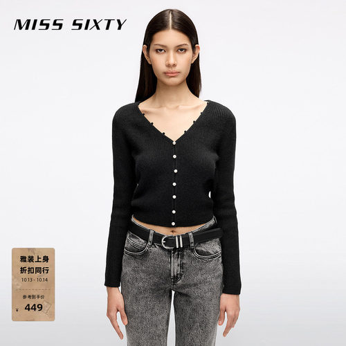 MissSixty兔绒混纺V领针织衫