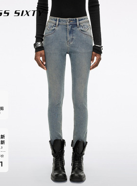 【保暖含羊驼毛】Miss Sixty2025冬季新款牛仔裤磨破显瘦小脚靴裤