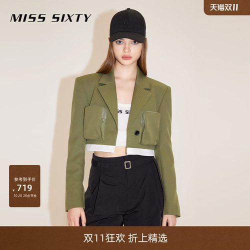 MissSixty西装领垫肩一粒扣外套