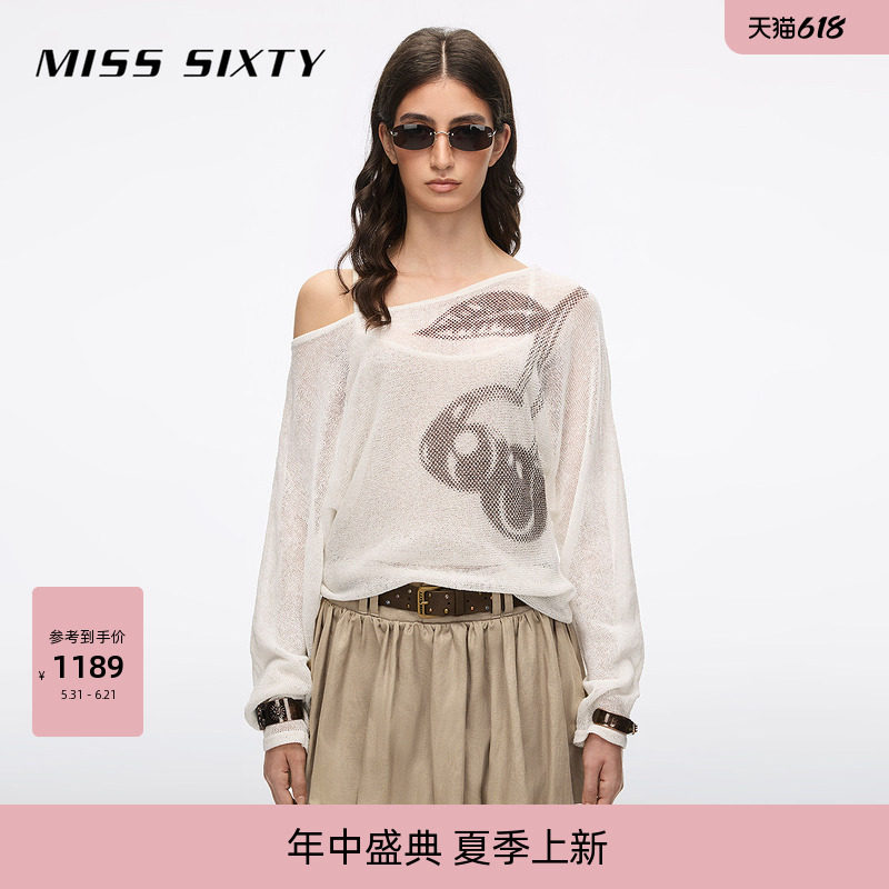 【含亚麻】Miss Sixty2026夏季新款针织衫女罩衫吊带两件套不规则