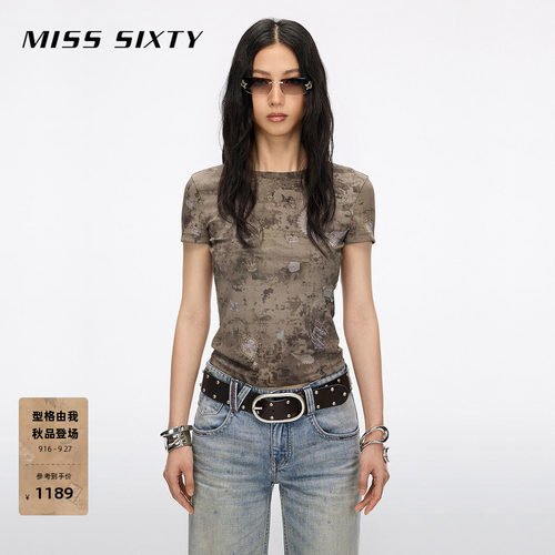 Miss Sixty2026秋季新款T恤女圆领复古插画天使烫钻印花短袖上衣 - 封面