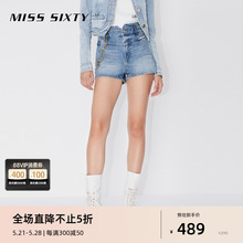 Miss Sixty牛仔短裤女小v高腰显瘦金属链条简约高街百搭辣妹风