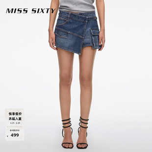 Miss Sixty2026夏季新款牛仔短裤女复古解构式工装风设计裙裤