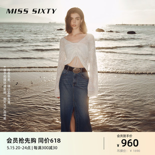 新款 复古显瘦 牛仔半裙女前开衩性感辣妹风美式 Sixty2024春季 Miss