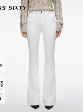 【杨幂同款】Miss Sixty2025春秋牛仔裤白色抓毛长裤复古风微喇裤