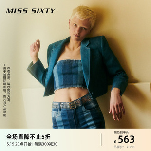 Sixty牛仔抹胸女拼接内搭外穿美背性感 Miss 黑金系列