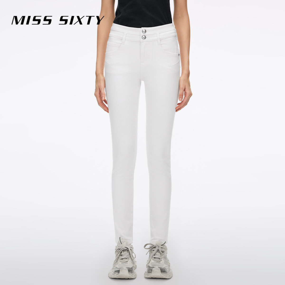 Miss Sixty26春牛仔裤女高腰九分紧身裤小脚百搭靴裤修身