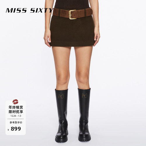 MissSixty配腰带毛呢短裙