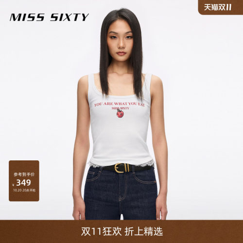 MissSixty印花蕾丝背心