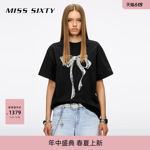 MissSixty钉珠蝴蝶结T恤