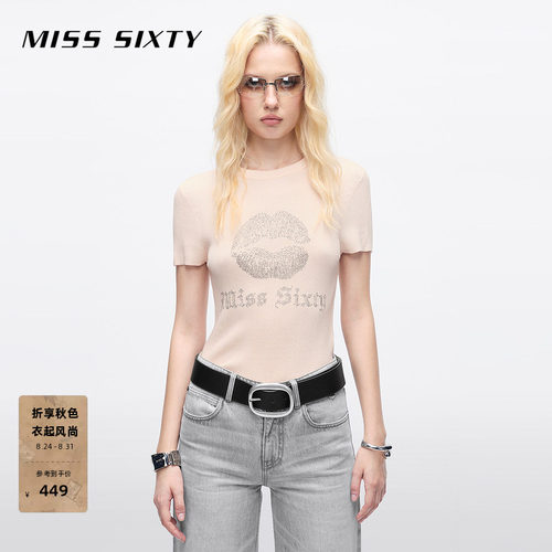 MissSixty烫钻圆领短款针织衫