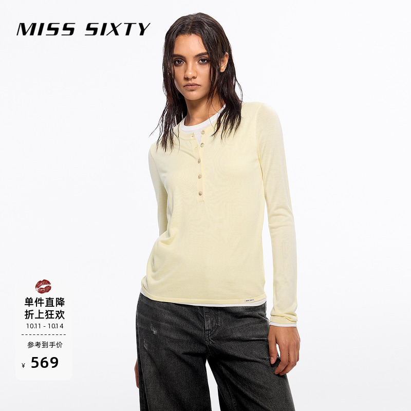 MissSixty假两件含桑蚕丝针织衫
