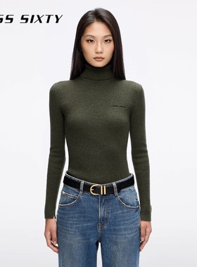 【七七酱直播间】Miss Sixty羊毛羊绒针织衫女高领长袖刺绣毛衣