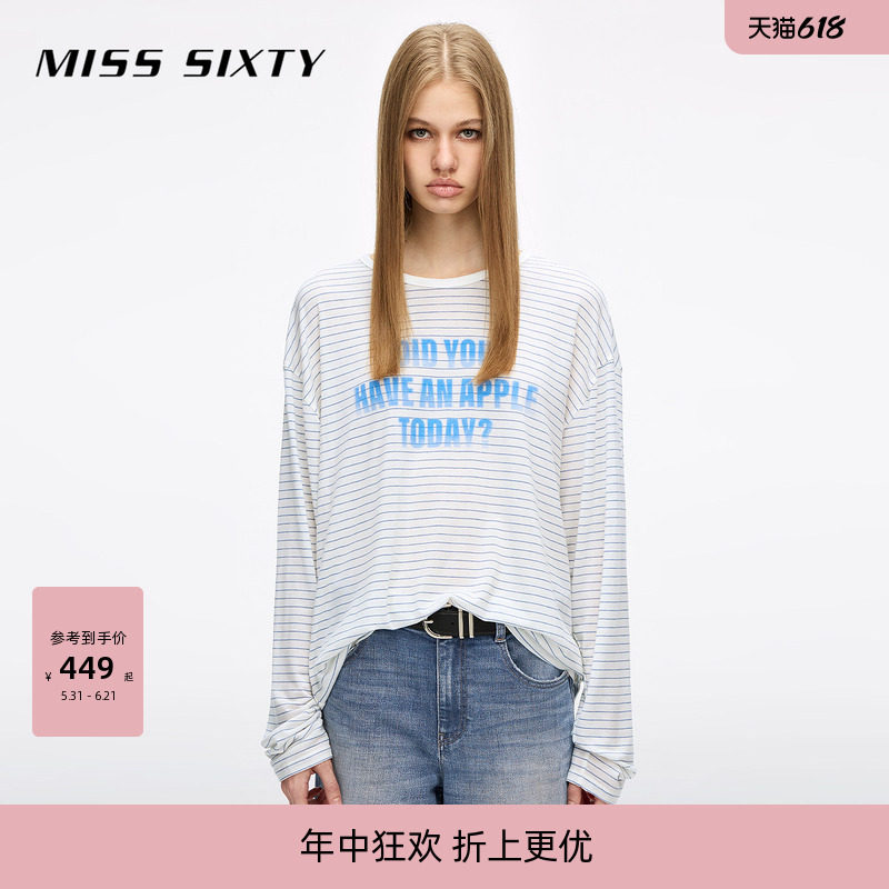 【莱赛尔】Miss Sixty26春夏款T恤女圆领含羊毛字母印花