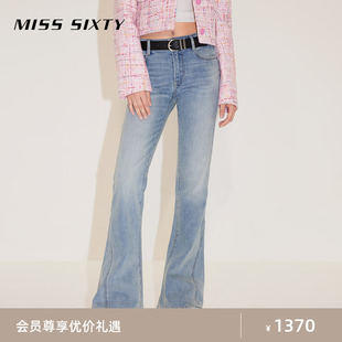 新款 含桑蚕丝牛仔裤 Sixty2024春季 Miss 女低腰复古微喇显瘦辣妹风