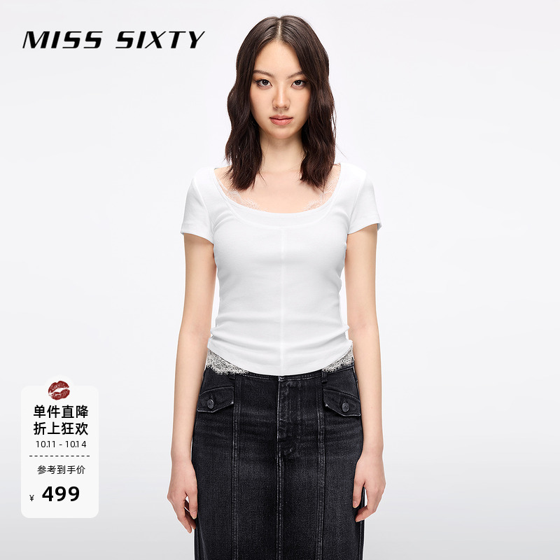 MissSixty蕾丝拼接短款T恤