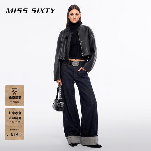 MissSixty低腰翻边阔腿牛仔裤