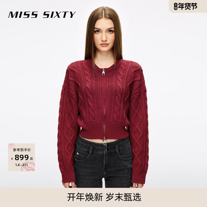 【新年穿搭】【保暖羊毛】Miss Sixty25冬季新款针织外套红色毛衣,女装/女士精品,毛针织衫,淘宝优惠券,粉丝福利购,淘宝优惠卷