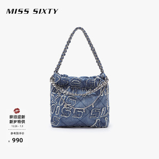 单肩包女包包复古链条牛仔提花个性 新款 百搭 Sixty2025夏季 Miss