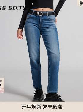 Miss Sixty复古中蓝色法棍牛仔裤女显瘦窄版直筒裤八分裤百搭