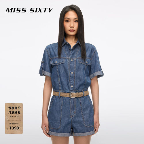 MissSixty配腰带牛仔连体短裤