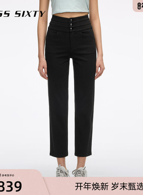 Miss Sixty2026春季新款牛仔裤女三环腰四面弹小黑裤活性染直筒裤
