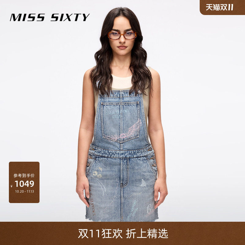【天使系列】Miss Sixty2026夏季背带牛仔连身连衣裙女