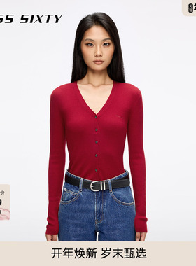 【新年穿搭】杨幂同款Miss Sixty25秋针织开衫羊毛桑蚕丝混纺红色