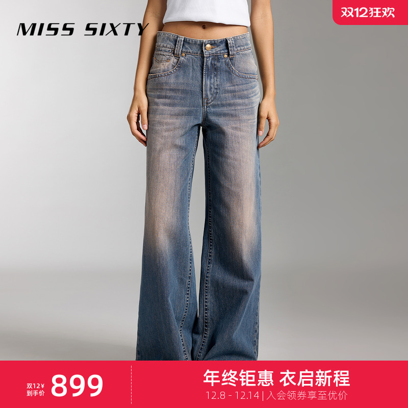 MissSixty复古做旧感阔腿牛仔裤