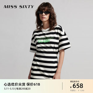 连衣裙女黑白撞色条纹百搭镂空性感休闲风 新款 Sixty2024夏季 Miss