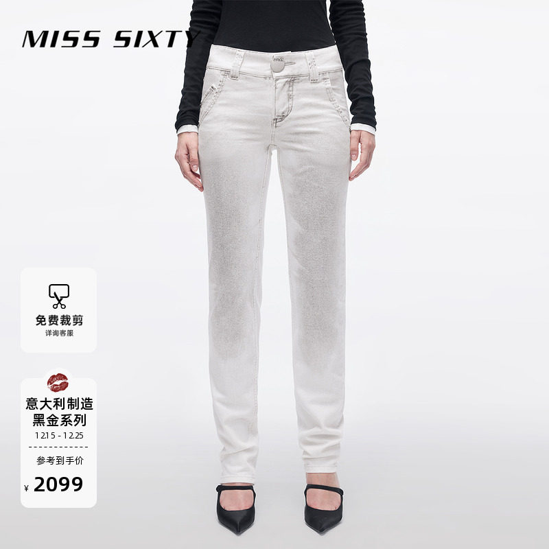 MissSixty喷墨做旧直筒牛仔裤