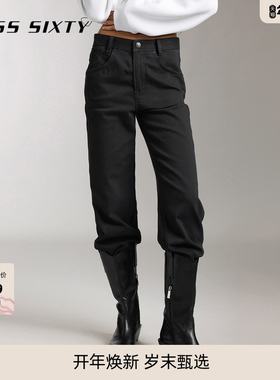 Miss Sixty牛仔裤女黑色直筒裤显瘦休闲百搭美式复古工装裤设计