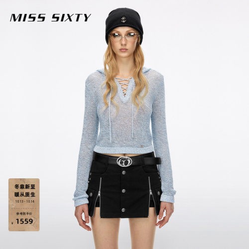 MissSixty系带连帽针织衫