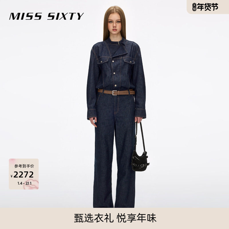 Miss Sixty2026春季新款牛仔连体裤女袢带翻领配腰带复古显瘦直筒,女装/女士精品,连体衣/裤,淘宝优惠券,粉丝福利购,淘宝优惠卷