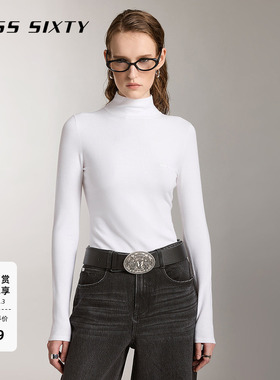 Miss Sixty针织衫上衣女半高领刺绣弹力修身内搭高智感打底衫毛衣