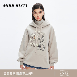 轻运动风休闲上衣 卫衣女连帽抽绳印花美式 Sixty时尚 Miss