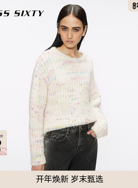 【保暖羊驼毛】Miss Sixty冬季长袖针织衫女圆领彩点毛衣