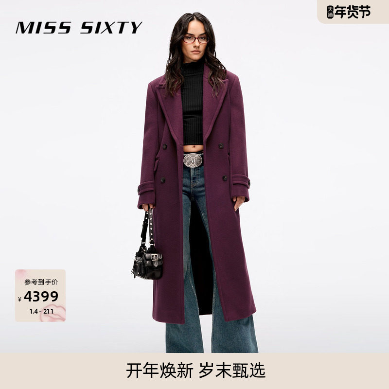 【新年穿搭】Miss Sixty羊毛呢大衣长款高智感老钱风红色西装外套